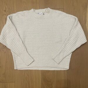 Pink Rose Off-White Ribbed Sweater